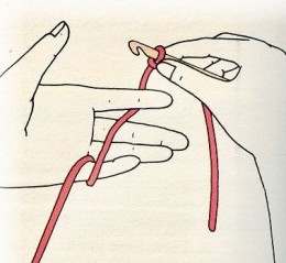 Holding a crochet hook and yarn