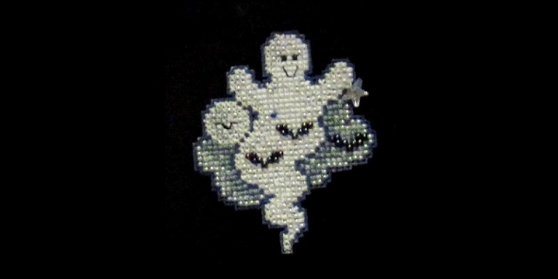 Beaded Cross Stitch Hallowen Ghost Pin Kit