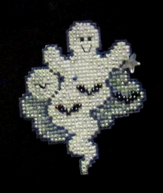 Beaded Cross Stitch ghost pin